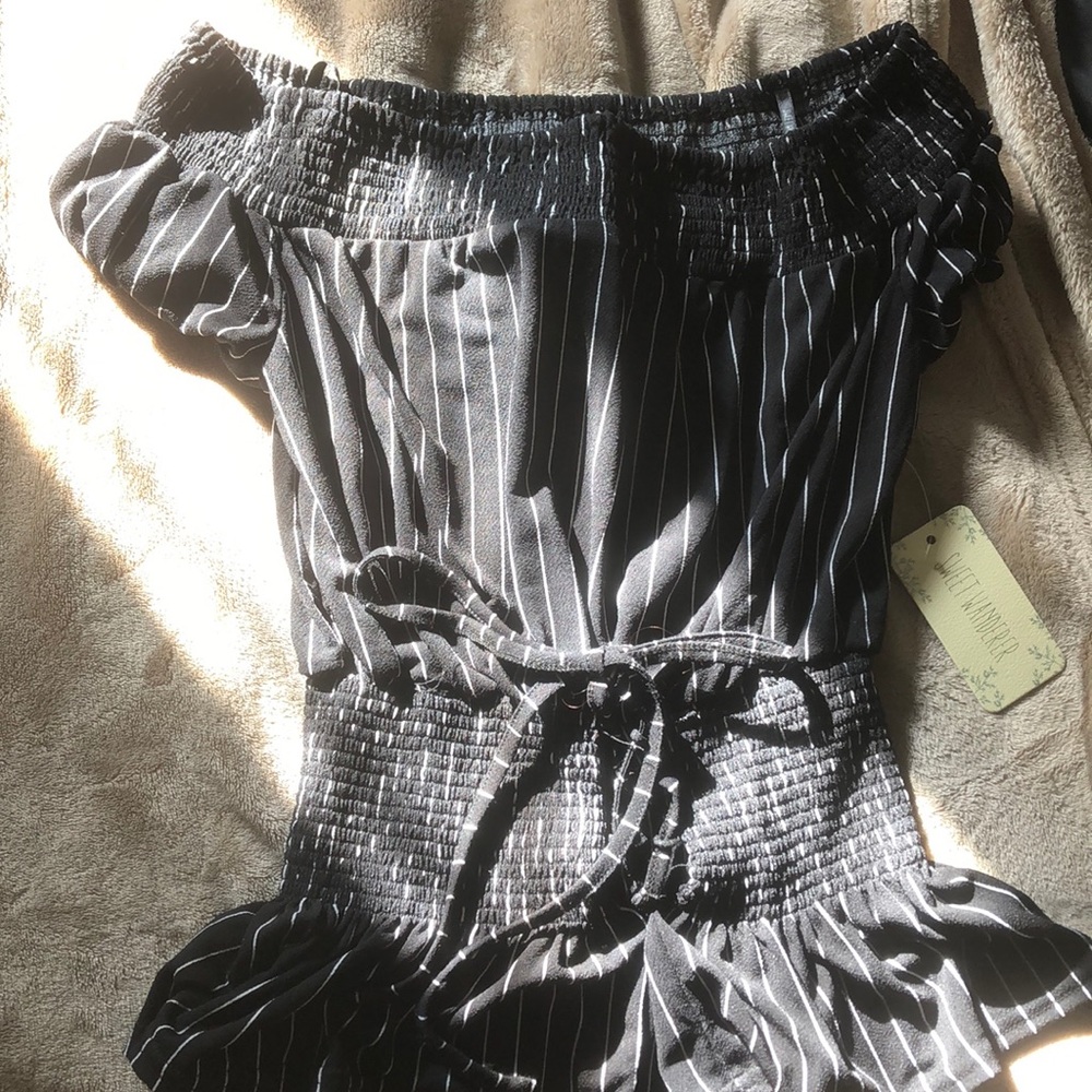 Black and white striped dressy shirt